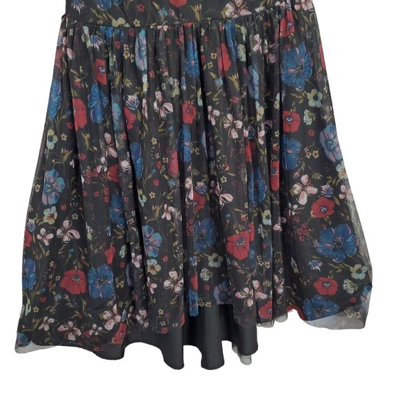 Lauren Conrad x Disney Size 10 Dress Tulle Overlay Fit Flare Midi Hi Lo Floral - Picture 5 of 15